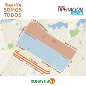 Bacheo en calles del centro histórico de Asunción