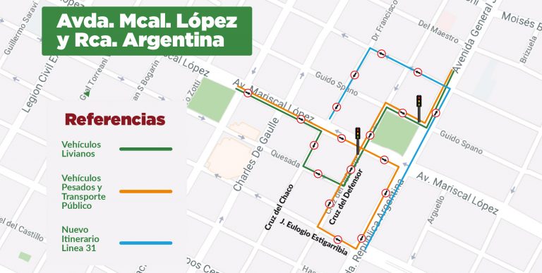 Desde mañana estará prohibido el giro a la izquierda en la intersección de Mariscal López y San Martín