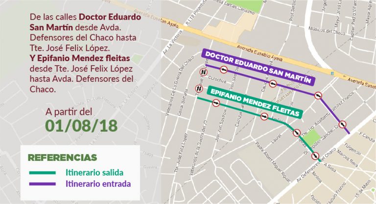 Desde el 1 de agosto, las calles Eduardo San Martín y Epifanio Méndez Fleitas tendrán sentido único de circulación para descomprimir tráfico