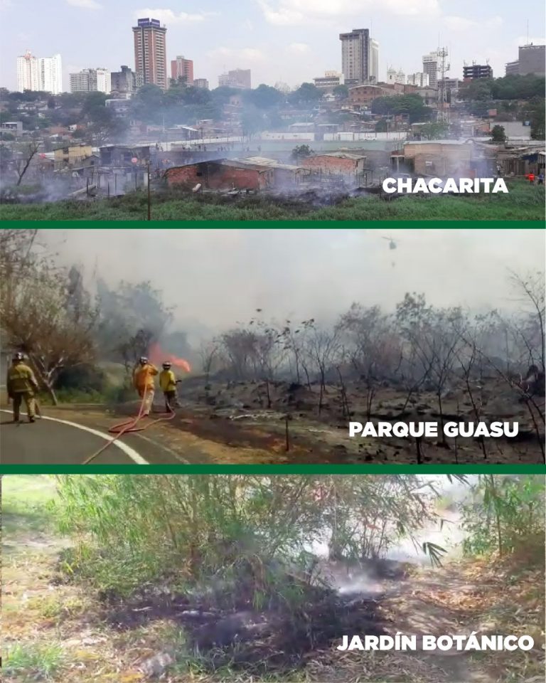 Asunción sigue apagando incendios: En la Chacarita, Parque Guasu y Jardín Botánico