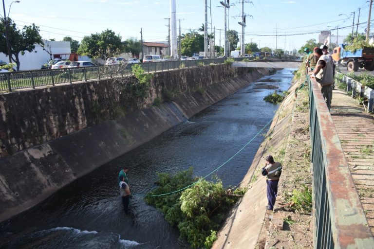 Municipalidad de Asunción y MOPC limpian canal de desagüe de la Avenida Madame Lynch para permitir el fluido discurrir del agua en días de lluvia