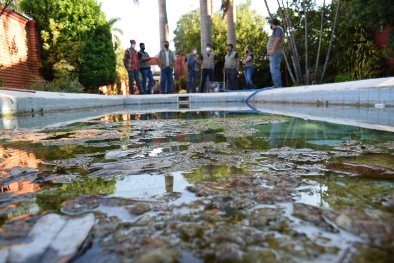 Vivienda con piscina en total estado de abandono fue intervenida por constituirse en foco de criadero del mosquito transmisor del dengue