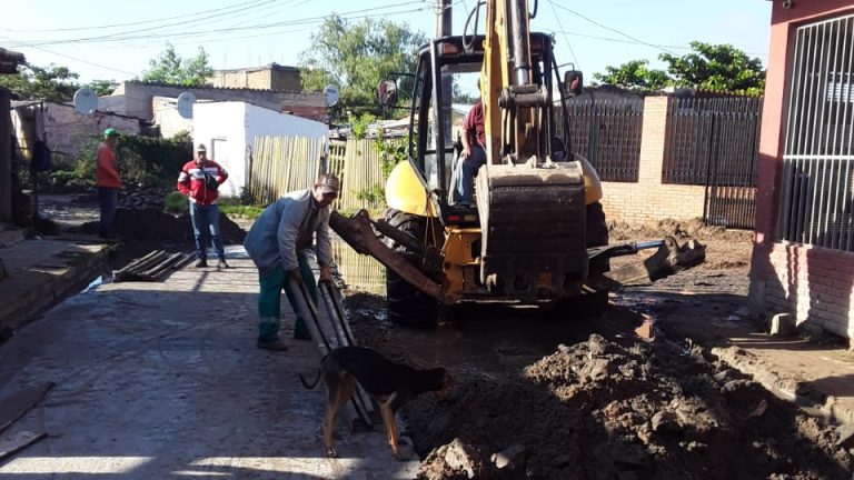 En calles del Bañado Sur del barrio San Cayetano van completando los trabajos de colocación del hormigón hidráulico