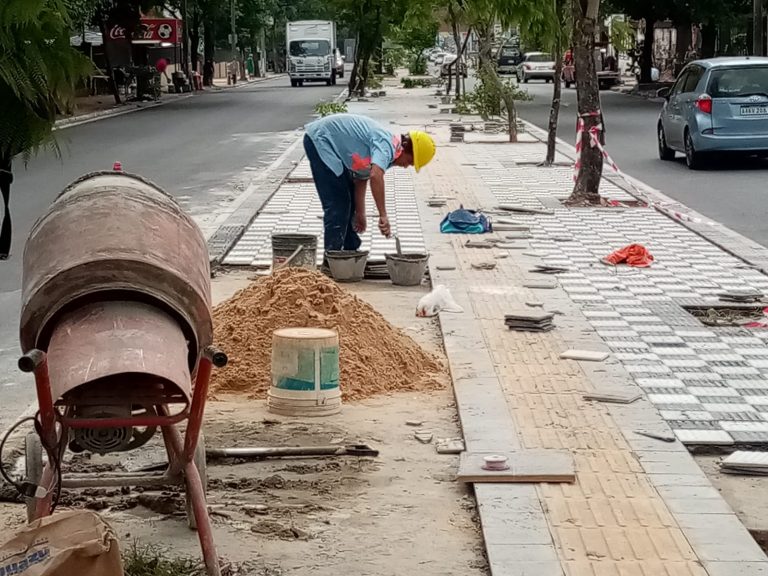 En la avenida Carlos Antonio López avanzan con la colocación de piso en paseos centrales