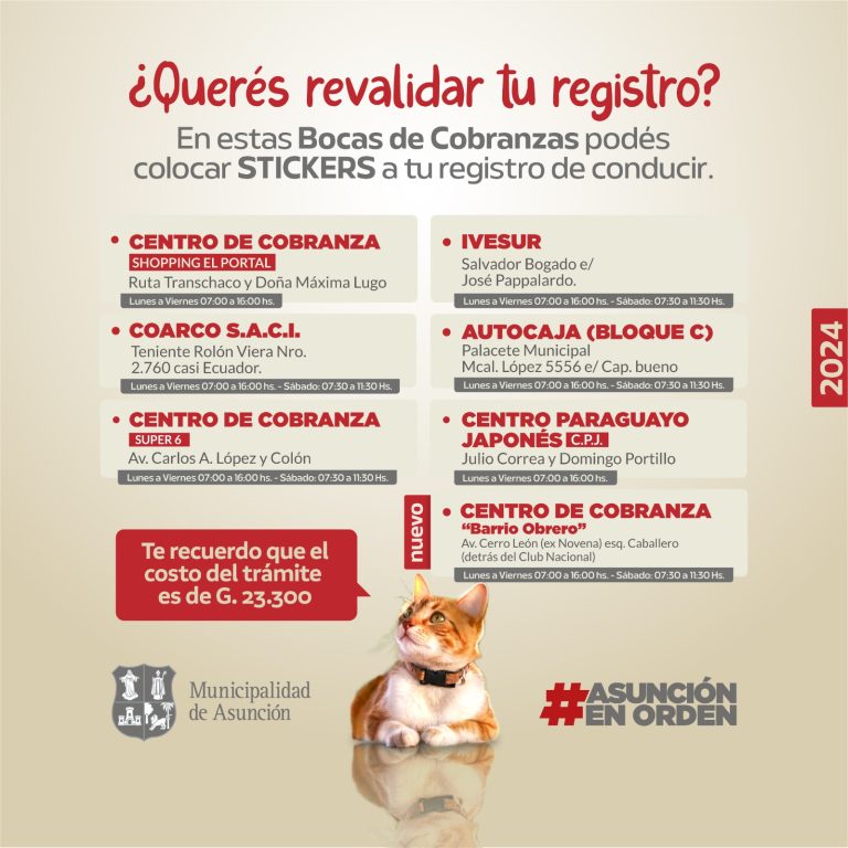 Las licencias de conducir de Asunción pueden ser renovadas o revalidadas hasta fines de mayo del presente año sin multas