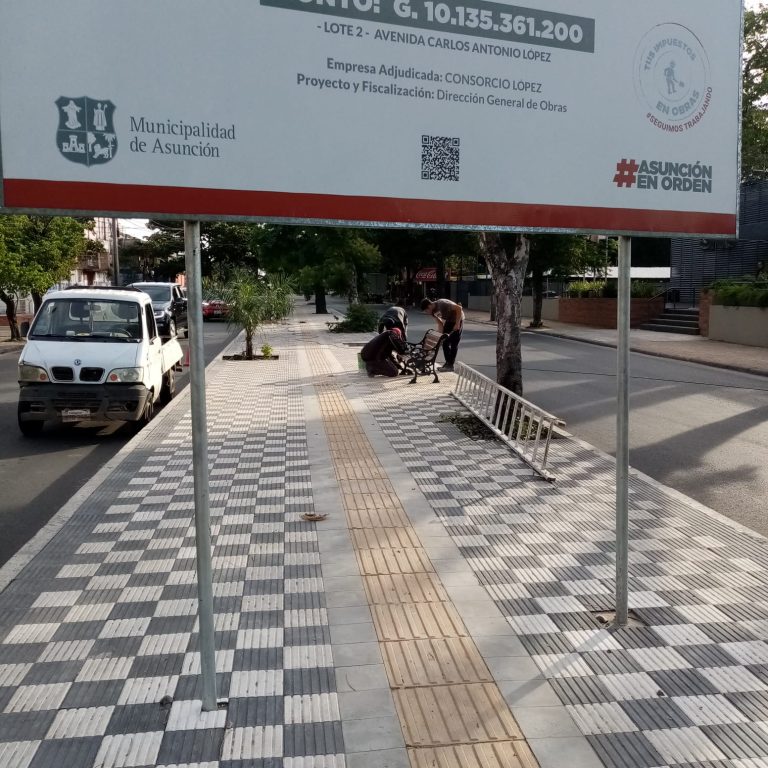 Prosiguen los trabajos en el paseo central de la avenida Carlos Antonio López