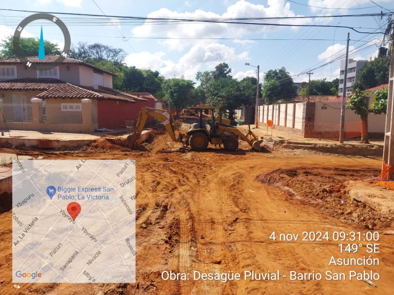 En el trayecto del desagüe pluvial de la cuenca Lambaré construyen sumideros en calles Lorenzo Cáceres e Ybyrayú