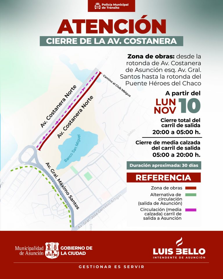 Por obras de infraestructura y mejoramiento del sistema eléctrico, tramos de la avenida Costanera Norte se cierran en ciertos horarios