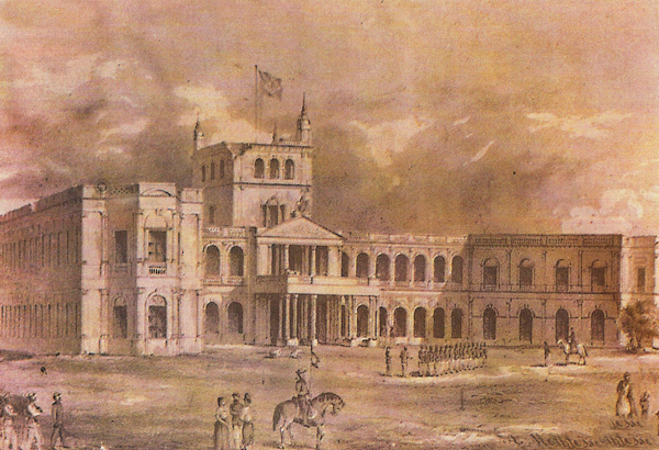 Palacio de López, actual Palacio de Gobierno, fue tomado por la Caballería Riograndense del Ejército Brasilero. Foto: Ministerio de Defensa