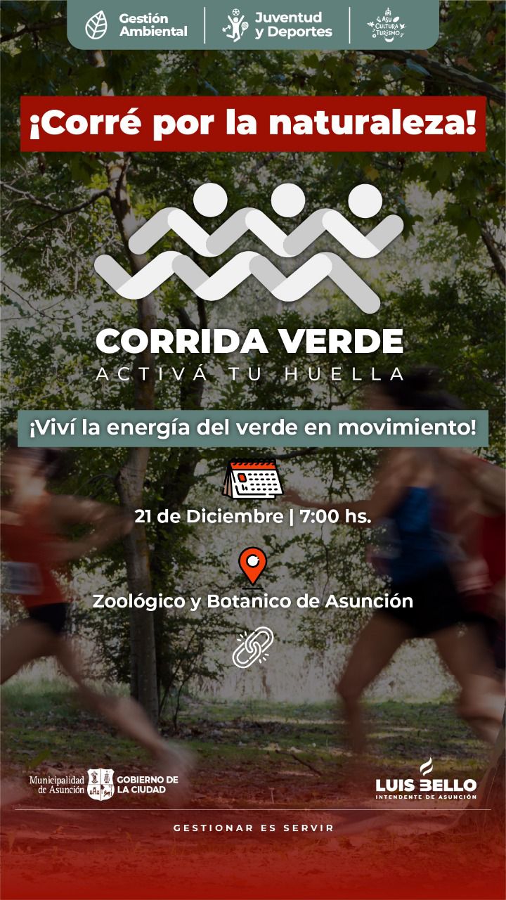 La Corrida Verde se realizará en el Jardín Botánico este domingo 21 de diciembre con el lema “Activa tu Huella Verde”