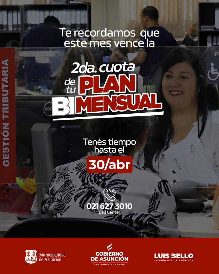 La segunda cuota del Plan de Pago Bimensual de Impuestos y Tasas puede pagarse hasta el 30 de abril sin multas