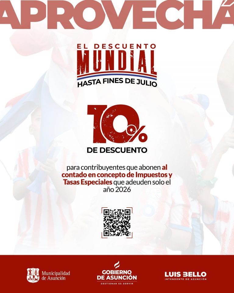 Hasta fines de este mes de julio se extendió el “DESCUENTO MUNDIAL” del 10% en impuesto inmobiliario y tasas especiales 2026