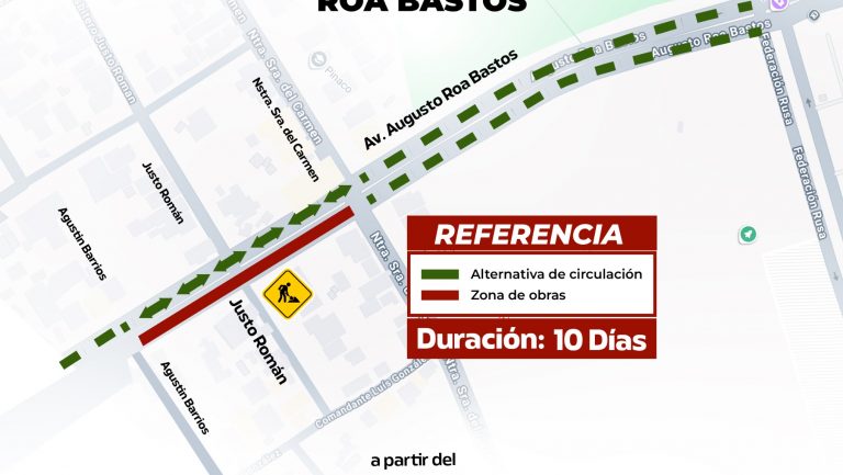 Cierre de tramo de la avenida Augusto Roa Bastos por obras de desagüe pluvial